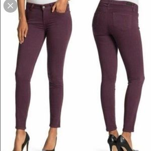 Paige skinny jeans. Verdugo ankle is the style. Maroon/burgundy color